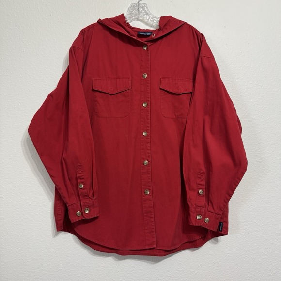 Liz Claiborne Tops - Liz Claiborne Red Long Sleeve Button Up Shirt Womens Size XL Hoodie‎ 90s Vintage